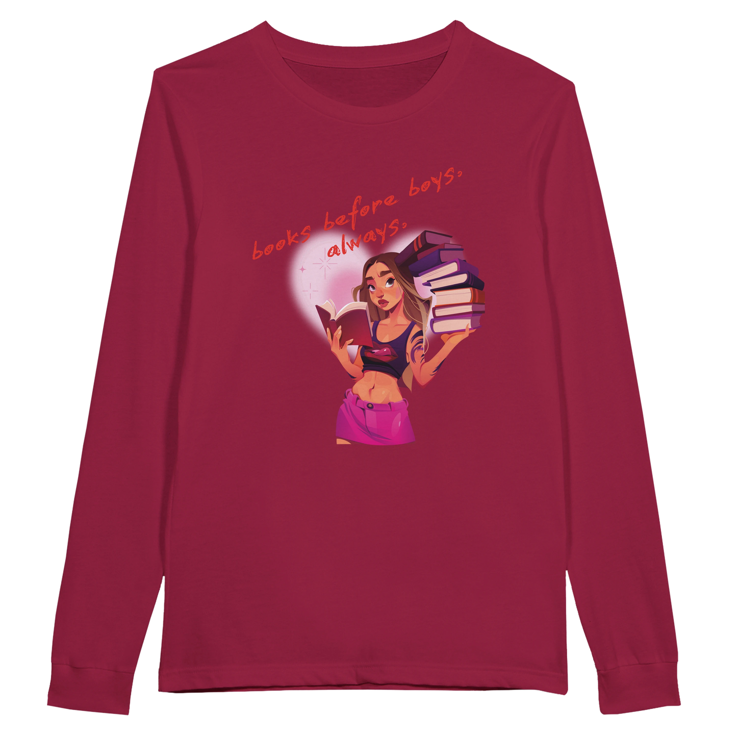 Books Before Boys - Premium Women's Long Sleeve Tee