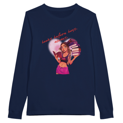 Books Before Boys - Premium Women's Long Sleeve Tee