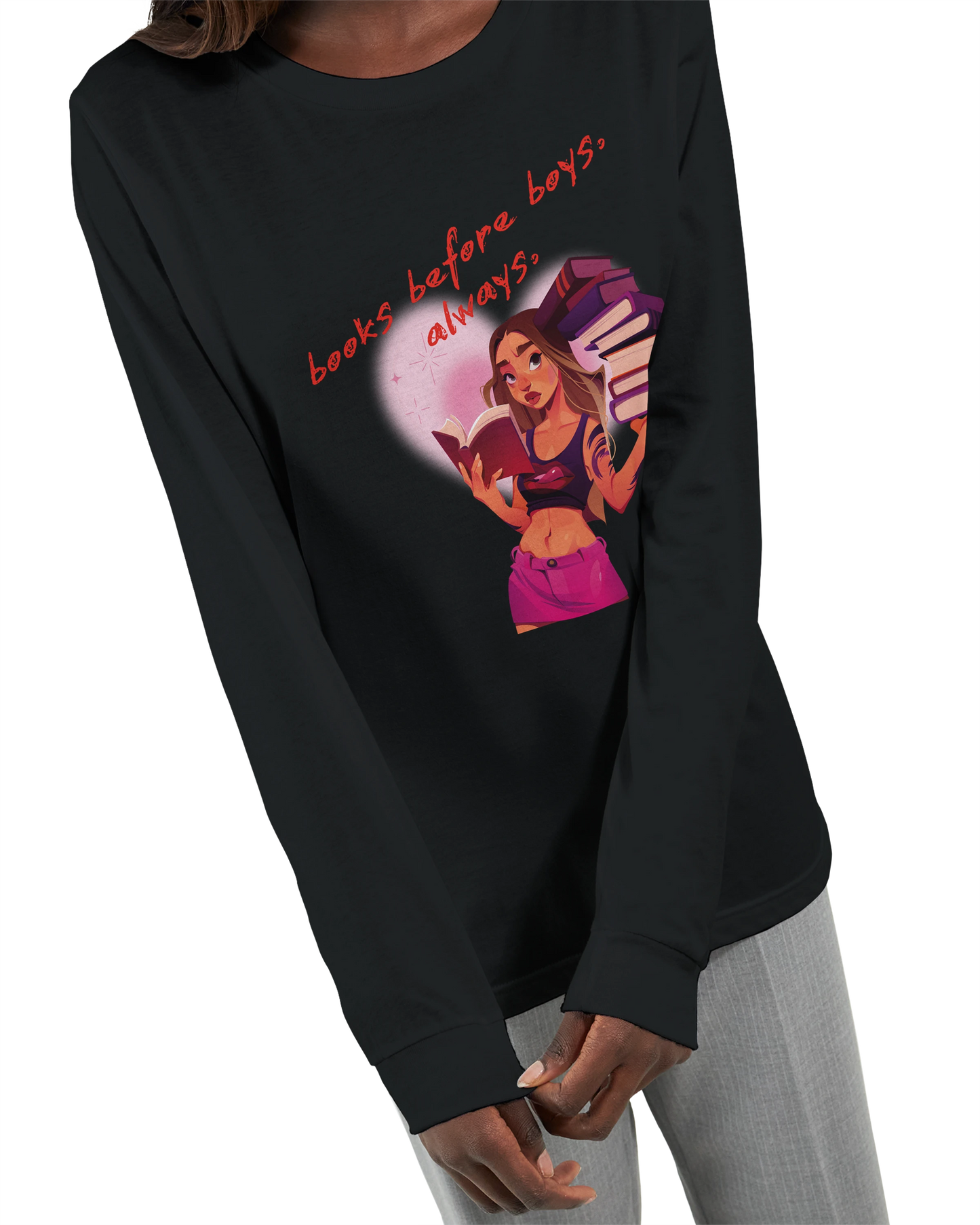 Books Before Boys - Premium Women's Long Sleeve Tee