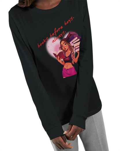 Books Before Boys - Premium Women's Long Sleeve Tee