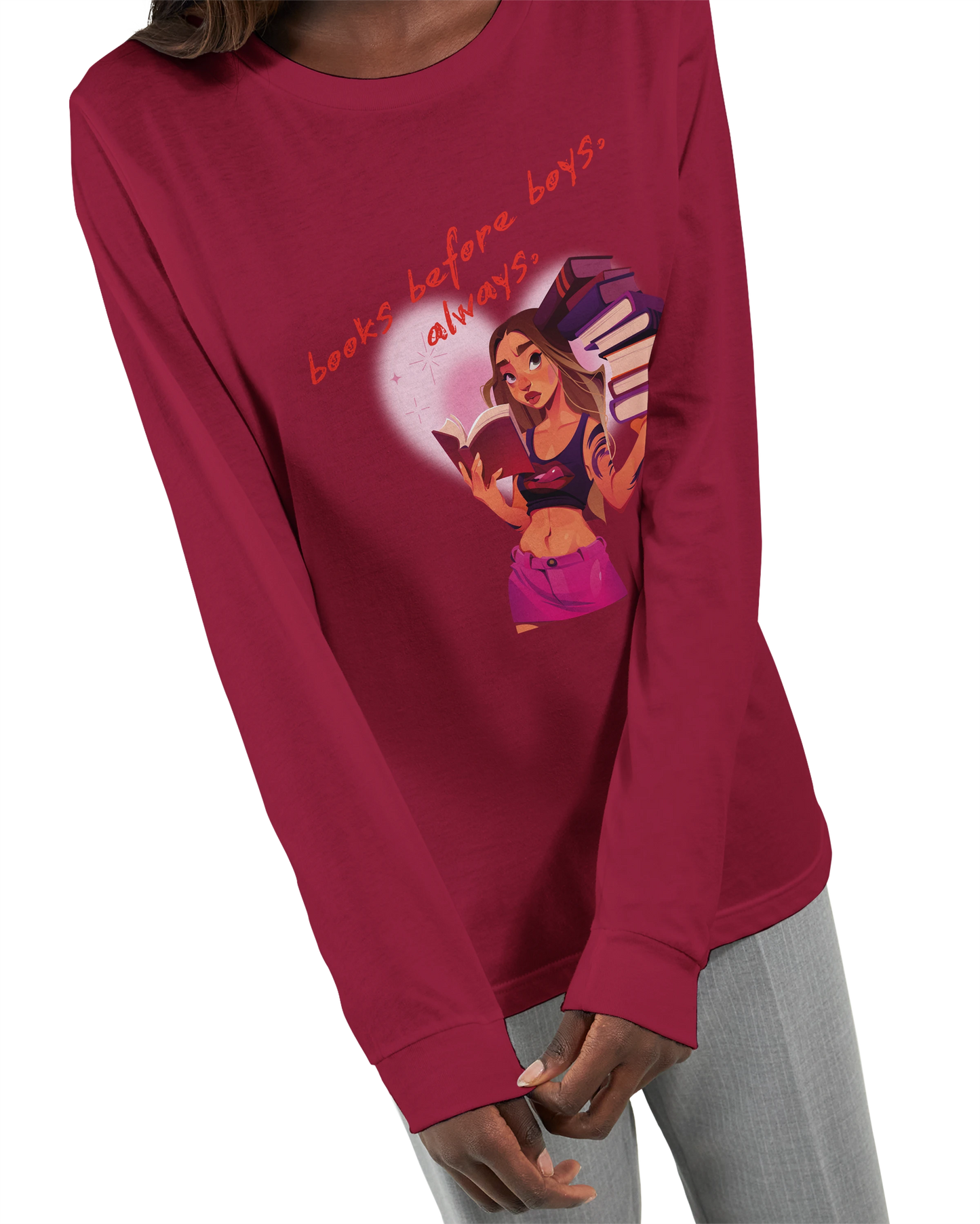 Books Before Boys - Premium Women's Long Sleeve Tee