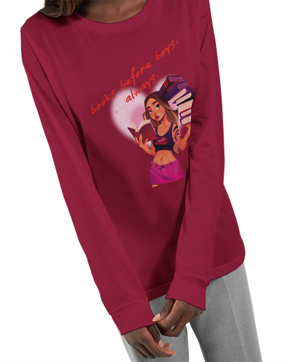 Books Before Boys - Premium Women's Long Sleeve Tee
