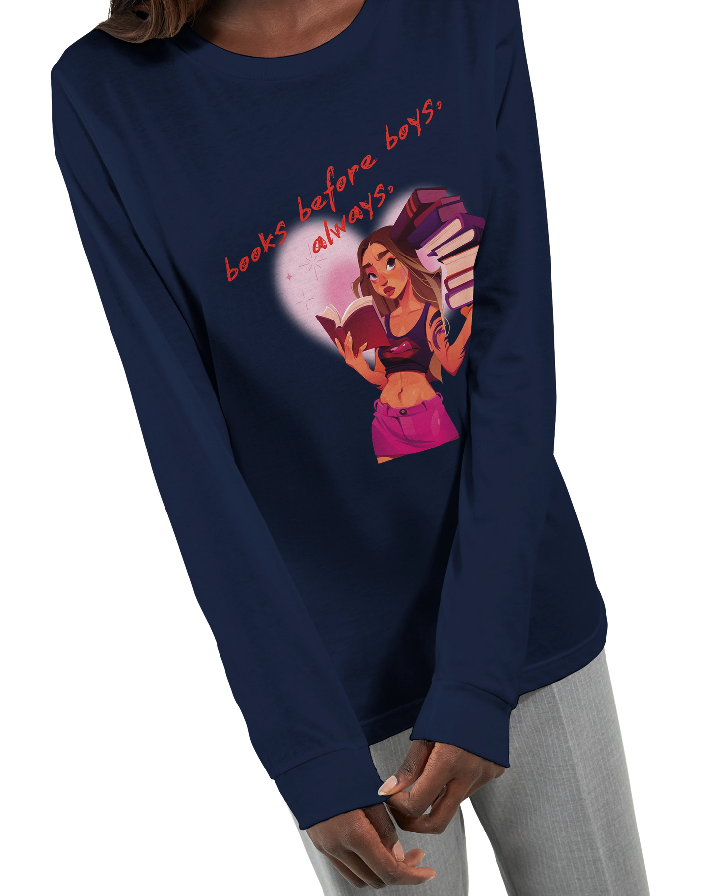 Books Before Boys - Premium Women's Long Sleeve Tee