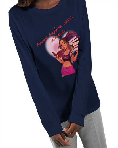 Books Before Boys - Premium Women's Long Sleeve Tee